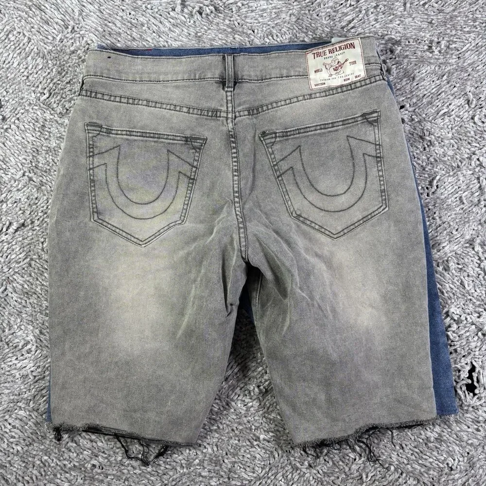 True Religion Ricky Relaxed Straight Shorts Lot Of Two Mens 34 Stretch Denim